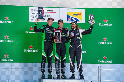 Zach Robichon battled alongside polesitter Roman De Angelis before overtaking him before the first lap was complete to win the race. With De Angelis finishing second, the podium was completed with Etienne Borgeat on the third step. (CNW Group/Porsche Cars Canada)