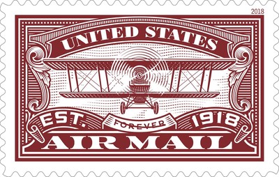 The second United States Air Mail Forever stamp, the Air Mail Red Forever stamp is being issued to mark the 100th anniversary of the Post Office Department’s taking charge of the nation’s airmail service and making it part of the fabric of the American economy.