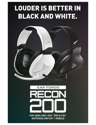 Louder is better!  Be immersed in your games with the Turtle Beach® Recon 200’s powerful amplified audio with enhanced bass.