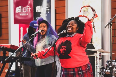 Tank & the Bangas performing at Aloft Austin Downtown during the 2018 South by Southwest (SXSW) Conference and Festivals