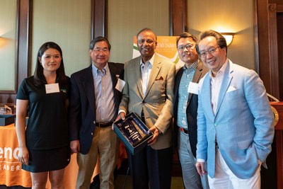 From L-R: Kate Seitz, Partner, Financial Services Group, RSM US LLP; Jeff Chin, President, Ascend Foundation; Rajive Johri, Board Director at Conagra Brands, Inc.; Hee Lee, Co-Founder of Ascend, Chair of the Ascend Golf Outing Steering Committee, and Partner, EY; and Savio Chan, President & CEO, U.S. China Partners, Inc., Chairman of the Ascend Golf Outing and Best-Selling Author of "China’s Super Consumers" at the Second Annual Ascend Charity Golf Outing.