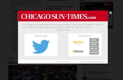 BitWall launched a Bitcoin and Twitter-powered paywall with the Chicago Sun-Times on February 1, 2014.