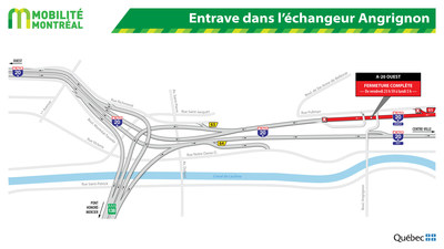 Entrave dans l'changeur Angrignon (Groupe CNW/Ministre des Transports, de la Mobilit durable et de l'lectrification des transports)