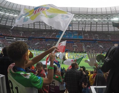 Young F4F Ambassadors at the FIFA World Cup Opening Ceremony (PRNewsfoto/Gazprom Football for Friendship)