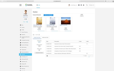 Redeem points earned from learning or impressions in a Rewards Store, built and managed directly in Saba Cloud. (CNW Group/Saba Software Canada Inc.)