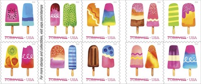 The U.S. Postal Service  is using innovative technology and unveiling its first scratch-and-sniff stamps on Wednesday, June 20. The  theme of the stamps is Frozen Treats with  the sweet scent of summer. See the attached image.