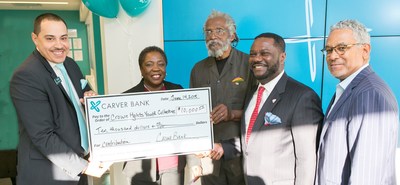 From left: Victor Taliaferrow, Crown Heights Branch Manager, Carver; Veda Davis, Retail District Manager, Carver; Richard Green, Chief Executive, Crown Heights Youth Collective; Michael T. Pugh, President and CEO Carver; and Niles Stewart, Head of Business Banking, Carver