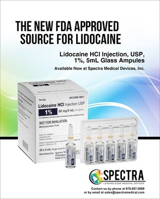 Spectra Medical Devices, Inc. obtains FDA approval to market a single use 1% Lidocaine ampule.