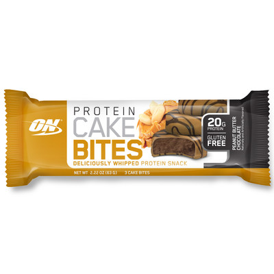 Optimum Nutrition introduces Peanut Butter Chocolate Cake flavor Cake Bites. These frosted, whipped protein snack cakes deliver 20 grams of protein at 240 calories per serving and two grams of sugar.
