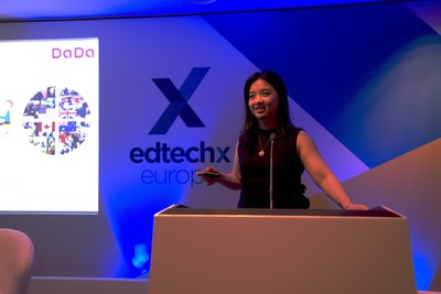 DaDa co-founder and vice president Joyce Shen speaking at the 2018 EdTech event