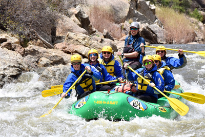 A raft from the Arkansas River Outfitters Association goes down Zoom Flume rapid on the Arkansas River in Browns Canyon National Monument.