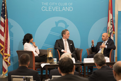 Ambassador Yousef Al Otaiba in a discussion on UAE’s relationship with Ohio, including the strong relationship between the UAE and Cleveland Clinic with Dr. Tomislav Mihaljevic moderated by former US Ambassador to Malta Gina Abercrombie-Winstanley at the City Club of Cleveland.
