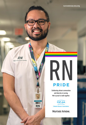 The Ontario Nurses’ Association (ONA), Canada’s largest nurses’ union celebrates LGBTQ+ members and patients with ‘RN Pride’ ads on transit shelters in Toronto, London, Ottawa, and Thunder Bay. (Photo credit: CNW Group/Ontario Nurses' Association/Gregory Bennett) (CNW Group/Ontario Nurses Association)