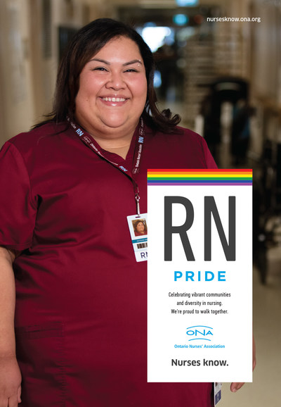 The Ontario Nurses’ Association (ONA), Canada’s largest nurses’ union celebrates LGBTQ+ members and patients with ‘RN Pride’ ads on transit shelters in Toronto, London, Ottawa, and Thunder Bay. (Photo credit: CNW Group/Ontario Nurses' Association/Alex Lisman) (CNW Group/Ontario Nurses Association)