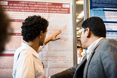 Poster presenters discuss their data with participants of the ESMO 20th World Congress on Gastrointestinal Cancer.