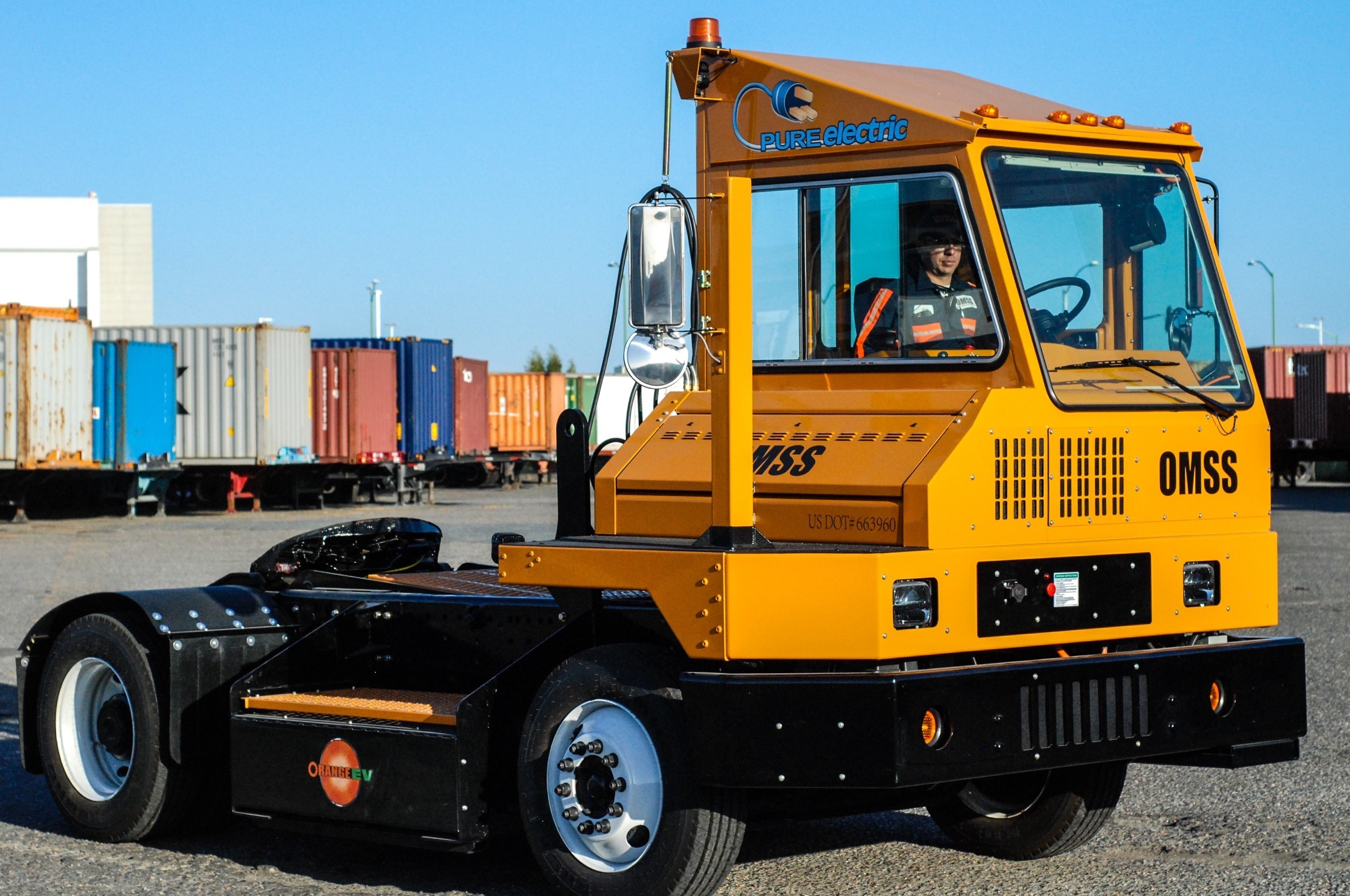 OMSS operates Orange EV's pure electric terminal truck at the Port of Oakland