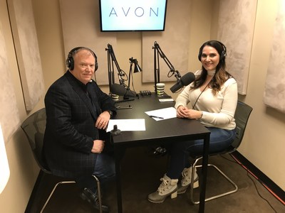 Evy deAngelis, Executive Director of Sales Development at Avon and Scott Kramer, CEO of social-selling agency Multibrain, recording the “Make it Happen: Powered By Avon” podcast series.
