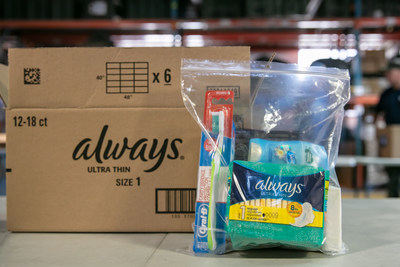 P&G personal hygiene kits with basic necessities donated to asylum seekers in Toronto. (CNW Group/Always)