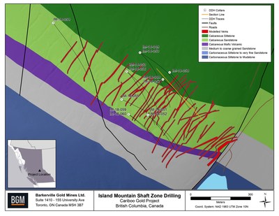 Island Mountain Shaft Zone Drilling (CNW Group/Barkerville Gold Mines Ltd.)