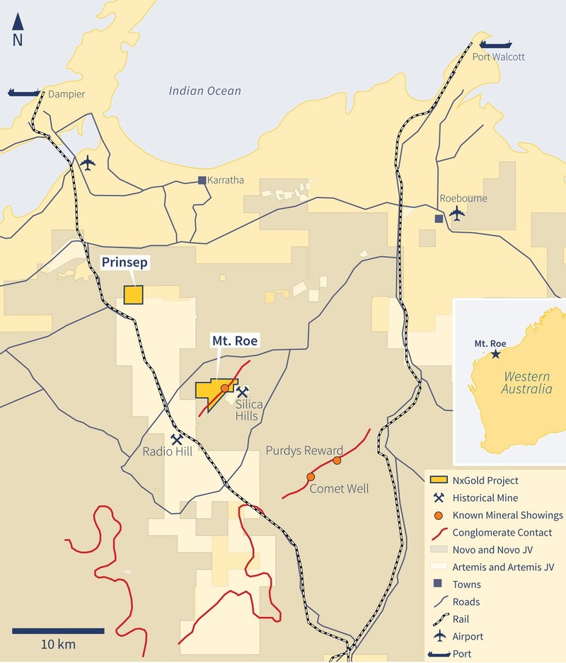 Figure 5: Mt Roe and Prinsep Project location (CNW Group/NxGold Ltd.)