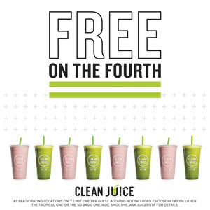 Clean Juice Celebrates the Fourth &amp; Offers Popular Smoothies Free of Charge All Day