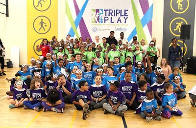 Hundreds of kids from Boys & Girls Clubs of Harlem participate in Boys & Girls Clubs of America's Triple Play Day made possible by the Anthem Foundation and The Coca-Cola Company