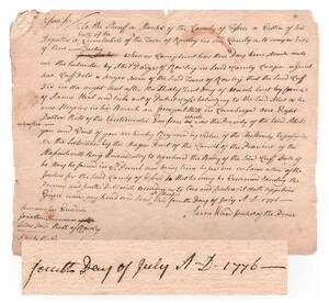 Dated July 4, 1776: Earliest Known Document Naming an African-American Soldier in the New United States
