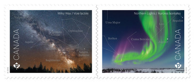 Astronomy stamps: The Milky Way and the Northern Lights (CNW Group/Canada Post)