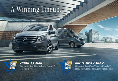 Building on an established reputation for outstanding quality and ROI, Mercedes-Benz Vans have once again been listed among the winners of Vincentric's Best Fleet Value in Canada awards. (CNW Group/Mercedes-Benz Canada Inc.)