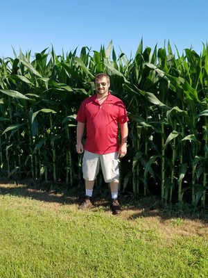 Illinois Corn Growers Association President Aron Carlson grows corn and soybeans in Winnebago County with his wife, Nicole, and their children. His 2018 corn crop is well ahead of the traditional knee-high by the Fourth of July target.