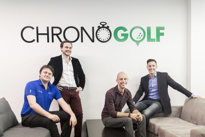 Chronogolf co-founders (from left to right): Frédérique Jacquet (Operation Director), Guillaume Jacquet (Co-CEO), Sebastien Rothlisberger (CTO) and JD St-Martin (Co-CEO) (CNW Group/Chronogolf, Inc)