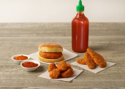 New sriracha flavored, whole grain breaded chicken tenders, nuggets and filets from Somma Foods.