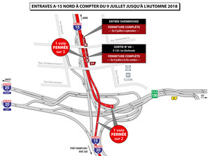 Projet Turcot - Rappel - fermetures de longue durée sur l'autoroute Décarie à compter du 9 juillet, 5 h