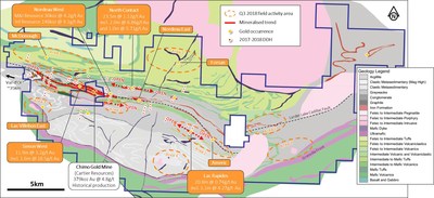 Figure 2. East Cadillac Gold Project structural reinterpretation update June 2018 - plan view (CNW Group/Chalice Gold Mines Limited)