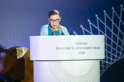 Justice Ginsburg addressing the audience during the award ceremony