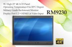RM9230 Features Military Grade 9U High 23" 4K LCD Panel