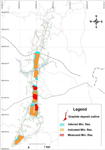 Figure 1 Map of the Deposit With Resource Classification (CNW Group/SRG Graphite)