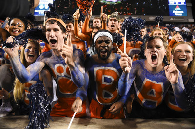 Passionate Auburn University students cheer on Auburn Tiger Football. Photo credit: Auburn University Athletics.