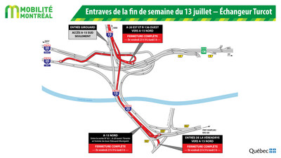 Projet Turcot - Fermeture de l'autoroute 15 en direction nord dans l'échangeur Turcot durant la fin de semaine du 13 juillet 2018