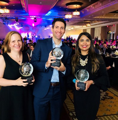 Pictured L to R: Colleen Akehurst, Tanner Clark and Tanu Grewal, all with AlEn USA, accepted three American Marketing Association (AMA) Crystal Awards for the CLORALEN® “Bleach like a Boss” campaign