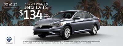 One special during the New Century Volkswagen Summer Sales Event is on the 2019 Volkswagen Jetta S.