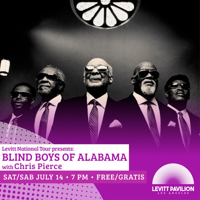 Angelenos from throughout the metro area are welcome to experience an evening of uplifting sounds by Blind Boys of Alabama at Levitt Pavilion Los Angeles on Saturday, 7/14 from 7-10PM. FREE RSVP