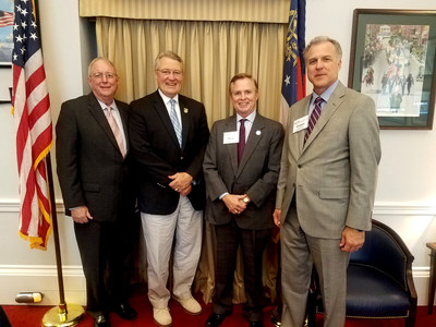 MFG Chemical President and CEO Keith Arnold recently met Representative Rick Allen (R-GA) during SOCMA’s Specialty Chemical Industry Fly-In. From left are Gene Williams, President, Optima Chemical Group, LLC; Allen; Arnold; and Clinton Beeland, President and CEO, CJB Industries, Inc.