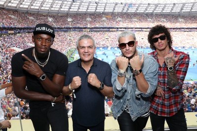 Usain Bolt, Ricardo Guadalupe, DJ Snake and Julian Peretta at the FIFA World Cup (PRNewsfoto/Hublot)