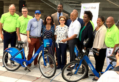 Healthfirst and Citi Bike leaders joined with elected officials and community representatives at Monday's press conference announcing a new partnership that will make discounted bike-share services available to 1.8 million New York City residents who are part of the Supplemental Nutrition Assistance Program (SNAP).