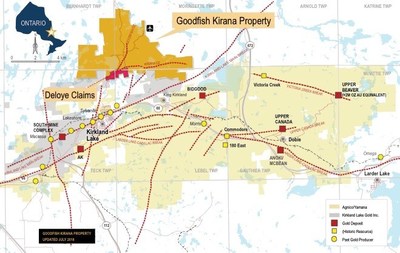 Fig No.3: Goodfish Kirana Property Map with new Deloye Claims. (CNW Group/War Eagle Mining Company Inc)