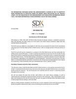 SDX Energy Inc. ("SDX" or the "Company") - Gas discovery at SD-3X well, Egypt