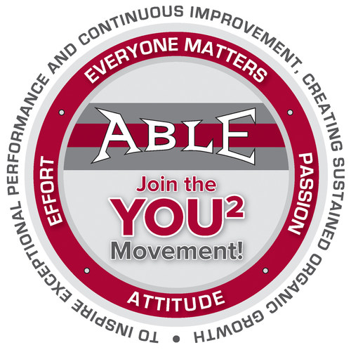 The YOU2 (squared) Movement Medallion employees receive at Able for outstanding contributions to the workplace. The movement, created by employees at Able, is expected to suffuse company policy and principles as more employees receive the medallions.