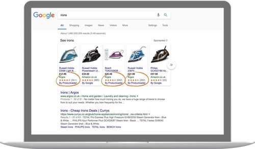 Productcaster displayed in Google Shopping search results (PRNewsfoto/Productcaster)