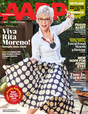 Latin Screen Legend Rita Moreno Takes Pride in her Heritage and Growing Up in the U.S., in August/September Issue of AARP The Magazine